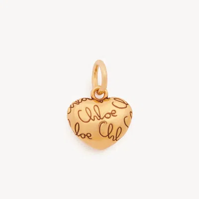 Chloé Alphabet Heart Logo Charm In Brass In Gold