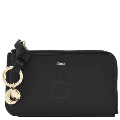 Chloé Chloe Alphabet Leather Card Case In Black