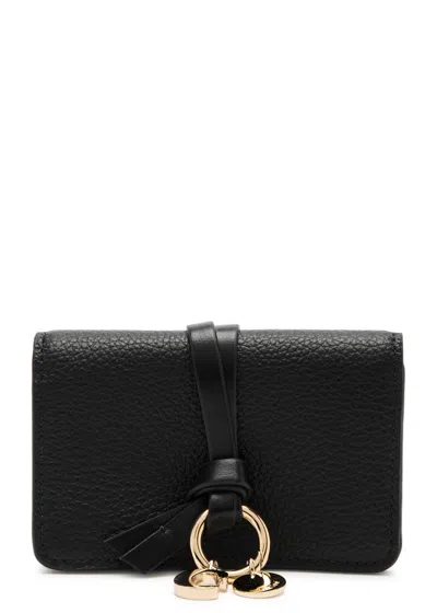 Chloé Chloe Alphabet Leather Card Holder In Grey