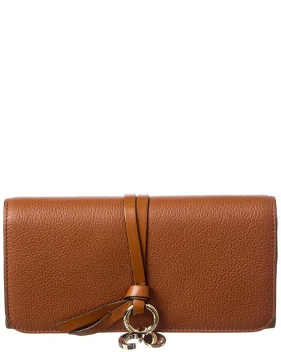 Chloé Chloe Alphabet Leather Continental Wallet In Brown