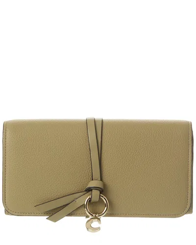 Chloé Alphabet Leather Continental Wallet In Green