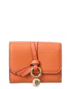 Chloé Chloe Alphabet Leather French Wallet In Orange
