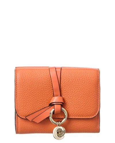 Chloé Alphabet Leather French Wallet In Orange