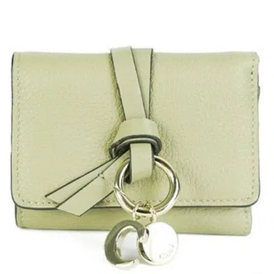 Chloé Chloe Alphabet Leather Tri-fold Wallet In Green