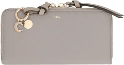 Chloé Gray Alphabet Zip Card Holder In Grey