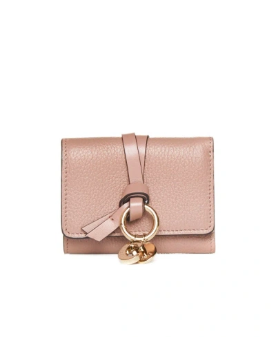 Chloé Alphabet Leather Wallet In Nude
