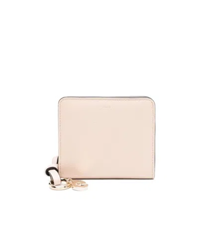 Chloé Alphabet Leather Compact Wallet In Pink