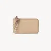 Chloé Alphabet Zip Cardholder In Grained Leather In Beige