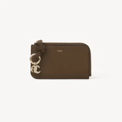 Chloé Porte-cartes Et Monnaie Alphabet En Cuir Grainé Femme Beige Taille Onesize 100% Cuir De Veau