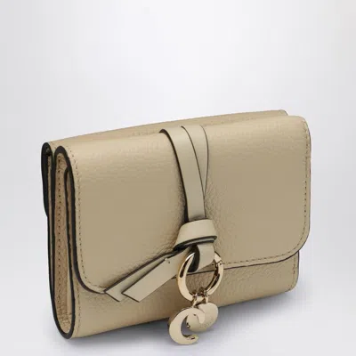 Chloé Alphabet Small Trifold Beige Wallet In Multicolor