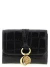 Chloé Small Alphabet Tri-fold In Croco-effect Leather Black Size Onesize 100% Calf-skin Leather In Black