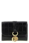 Chloé Small Alphabet Tri-fold In Croco-effect Leather Black Size Onesize 100% Calf-skin Leather In Black