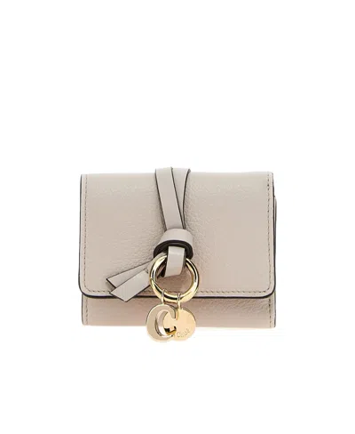 Chloé Chloe Alphabet Tri-fold Compact Wallet In Nude