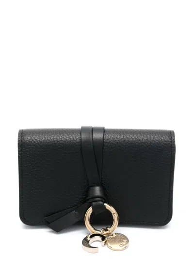 Chloé Alphabet Trifold Leather Wallet In Schwarz