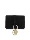 Chloé Chloe Tri-fold Alphabet Compact Leather Wallet In Black