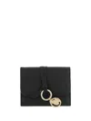 Chloé Chloe Tri-fold Alphabet Compact Leather Wallet In Black