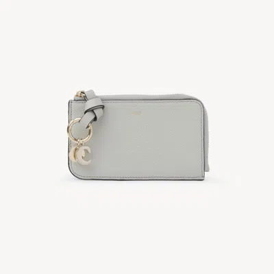 Chloé Alphabet Wallet In Grained Leather Blue Size Onesize 100% Calf-skin Leather