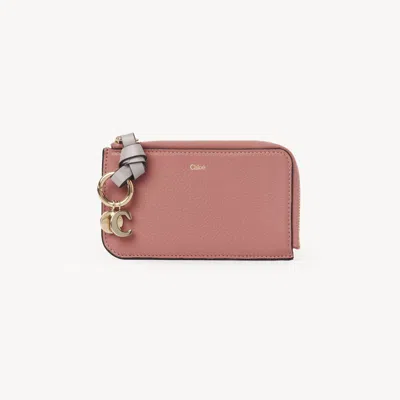 Chloé Alphabet Wallet In Grained Leather Pink Size Onesize 100% Calf-skin Leather