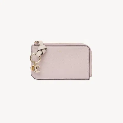 Chloé Alphabet Wallet In Grained Leather Pink Size Onesize 100% Calf-skin Leather