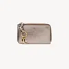 Chloé Alphabet Wallet In Metallised Leather Grey Size Onesize 100% Calf-skin Leather In Grey