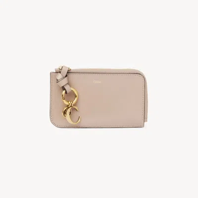 Chloé Alphabet Wallet In Shiny Leather Beige Size Onesize 100% Calf-skin Leather In Neutral