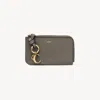 Chloé Alphabet Wallet In Shiny Leather Grey Size Onesize 100% Calf-skin Leather In Grey