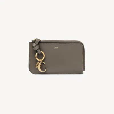 Chloé Alphabet Wallet In Shiny Leather Grey Size Onesize 100% Calf-skin Leather In Gray