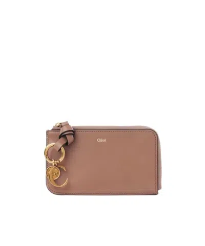 Chloé Alphabet Wallet In Shiny Leather In Brown