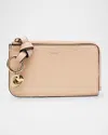 Chloé Alphabet Zip Leather Card Case In Neutral