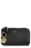 Chloé Chloe Alphabet Leather Card Case In Black