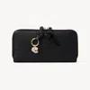 Chloé Alphabet Zipped Long Wallet In Grained Leather In Black