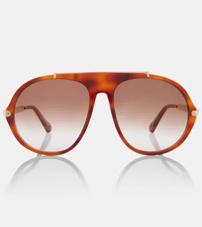 Chloé Aly Aviator Sunglasses In Brown