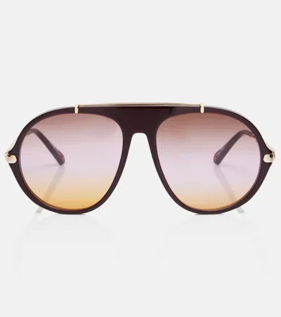 Chloé Aly Aviator Sunglasses In Pink