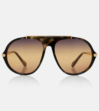 Chloé Chloe Aly Combi Aviator Sunglasses In Brown