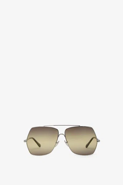 Chloé Aly Green Sunglasses In 004 Silver