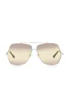 Chloé Silver Aviator Sunglasses In Grey