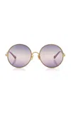 Chloé Aly Round-frame Metal Sunglasses In Gold