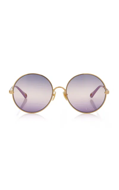 Chloé Aly Round-frame Metal Sunglasses In Gold