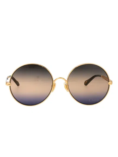Chloé Aly Round-frame Sunglasses In Gold