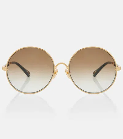 Chloé Aly Round Sunglasses In Gold
