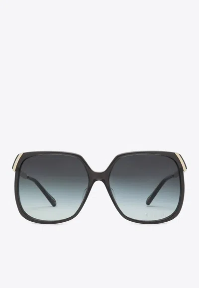 Chloé Aly Square-framed Sunglasses In Silver