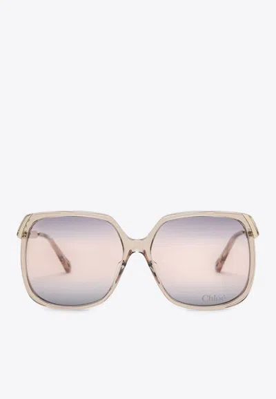 Chloé Aly Square-framed Sunglasses In Pink