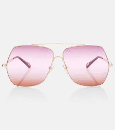 Chloé Aly Square Sunglasses In Red