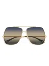 Chloé 62mm Oversize Gradient Rectangular Sunglasses