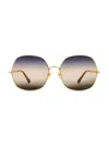 Chloé Aly Sunglasses In Gold & Blue
