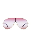 Chloé Ch0283s Metal Aviator Sunglass In Gold & Red