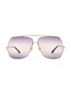 Chloé Square Metal Sunglasses Gradient Lenses In Gold & Violet