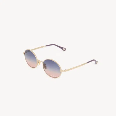 Chloé Aly Sunglasses Gold Size Onesize 100% Nickel In Blue