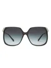 Chloé Gold Gray Square Sunglasses Metal Arms In Black