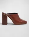 Chloé Ambre Calfskin Block-heel Mules In Cognac Brown